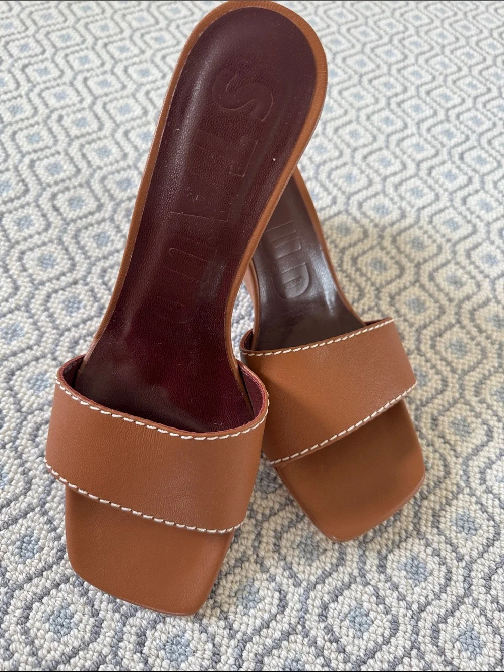 STAUD Brown Wedge Mule Sandals